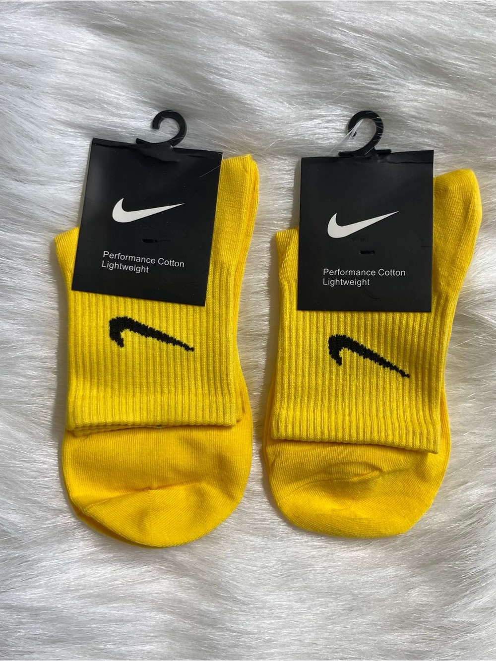 Nike Yellow Crew Athletic Socks with Black Swoosh